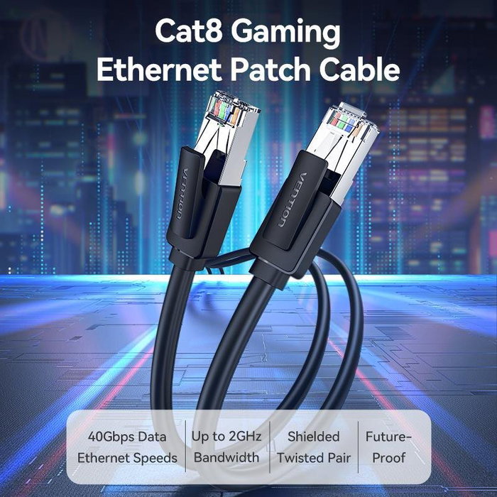 Vention Cable de Red RJ45 SFTP Cat8 IKKBF 1m Negro